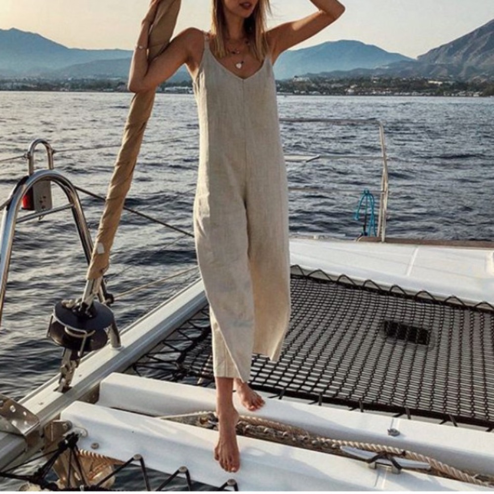 V-Neck Sleeveless Jumpsuit NWT